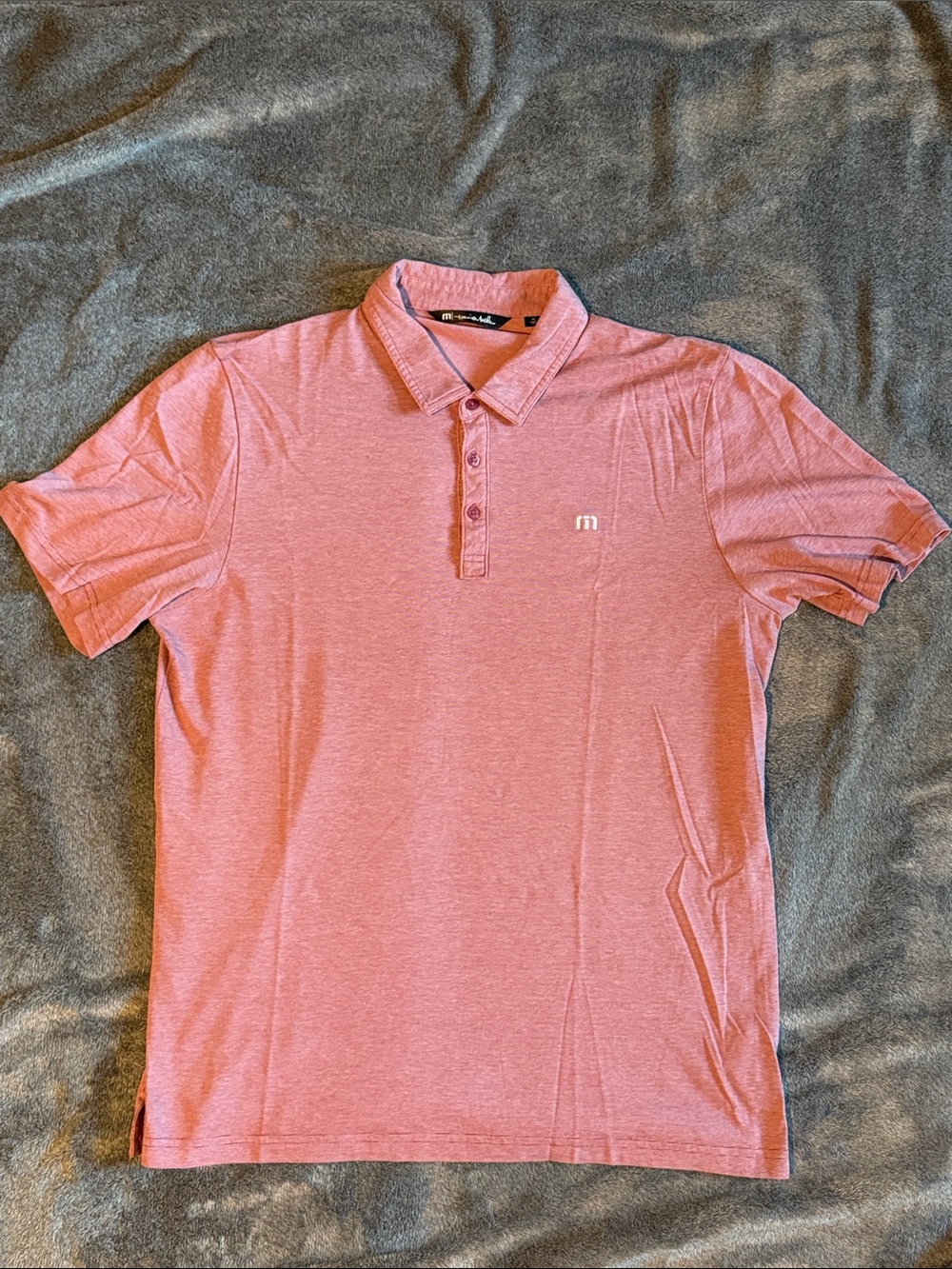 Travis Mathew Heathered Pink Short-Sleeve Polo